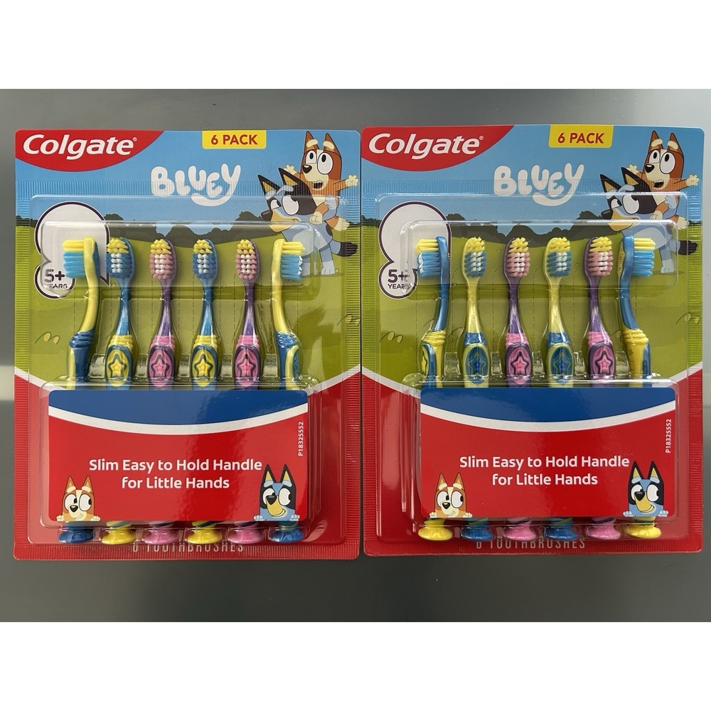 Colgate Bluey‎ Kids Toothbrush 6-Count (2 Pack) | 12 Toothbrushes | Extra Soft
